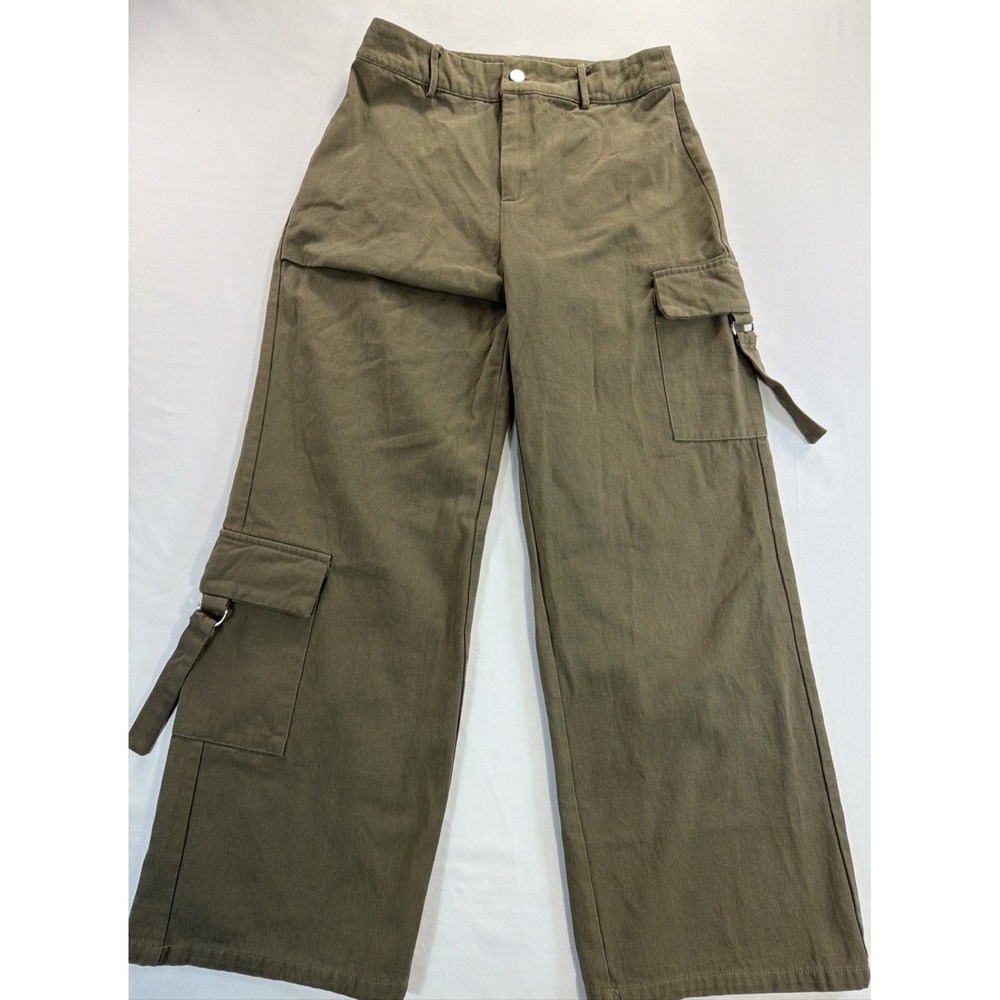 Cider Cargo Pants Women's M Green Wide Leg Utility Casual Streetwear